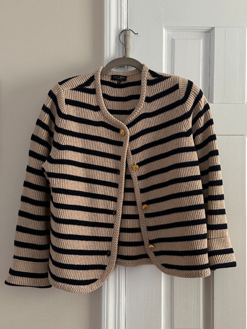 Rag and Bone Cardigan in Black and Taupe in Size Large